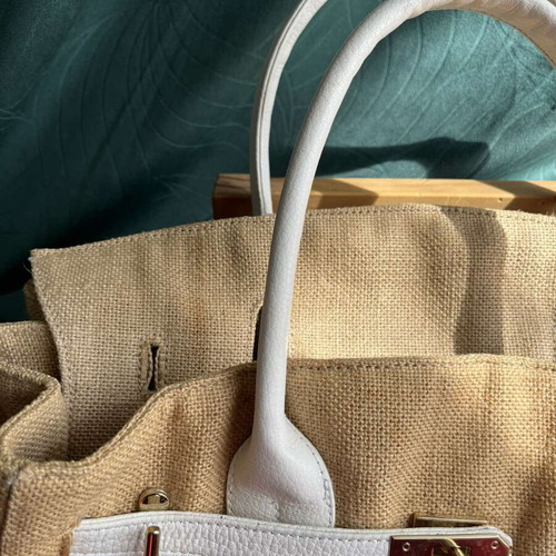 Le Sable hand bag used, raffia, beige