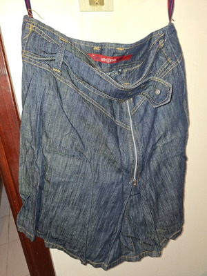 Attrattivo women's denim skirt like new, blue, asymmetric design with zipper