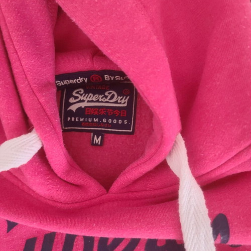 Superdry pink hoodie sweatshirt like new for girls 12-14 years size M