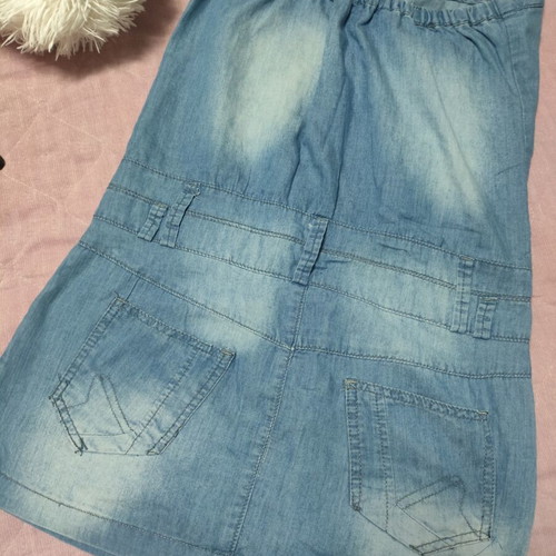 Denim strapless dress used, size M, blue