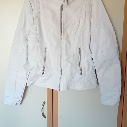 Leather jacket new, white, size L