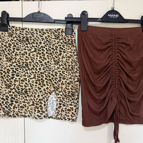Set of 2 Mini Skirts like new, animal print and brown ribbed
