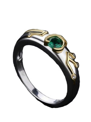 Ring with green zircon new, gold-plated jewelry alloy