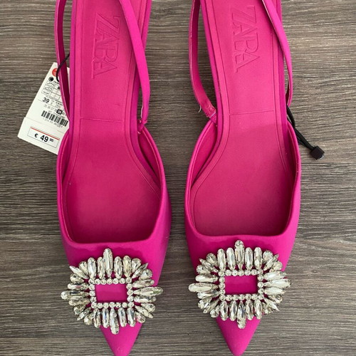 Zara sling back pink pumps new size 39