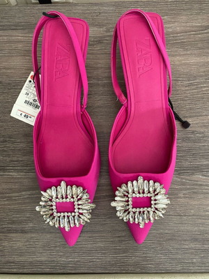 Zara sling back pink pumps new size 39