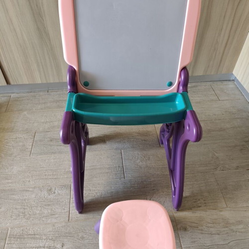 Montessori desk with drawing board and stool 2 in 1, purple-pink