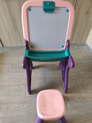 Montessori desk with drawing board and stool 2 in 1, purple-pink