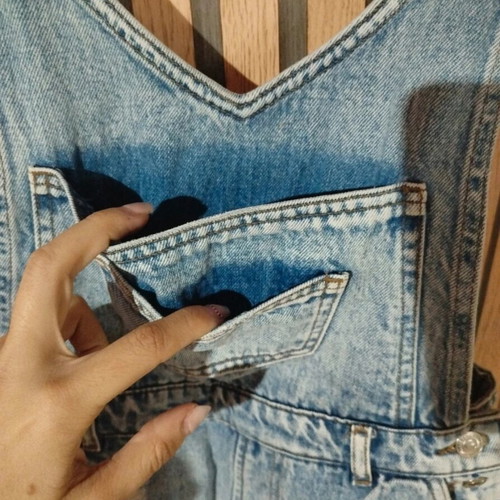 Denim shorts salopette Pull & Bear like new, turquoise, size S