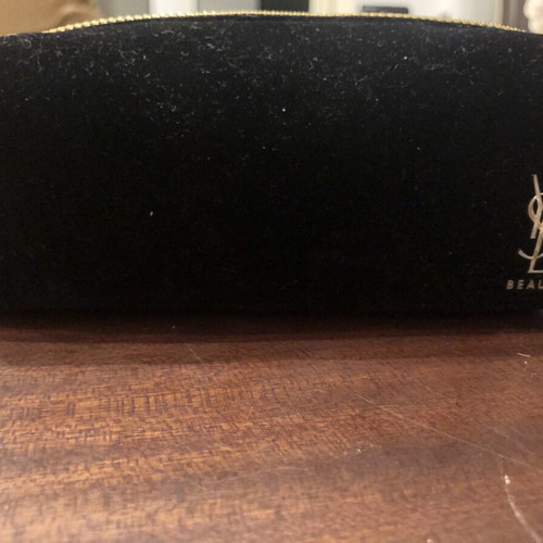 Yves Saint Laurent Beauté black velvet cosmetic pouch