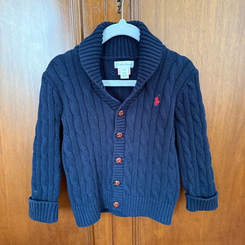 Ralph Lauren baby cardigan 24M blue knitted like new