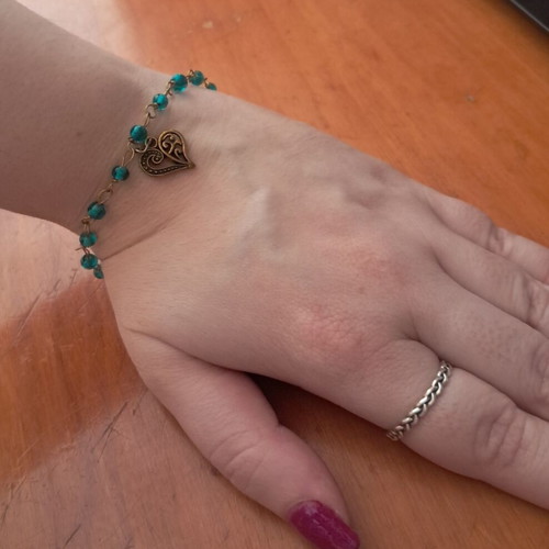 Hand Chain custom order, green and gold