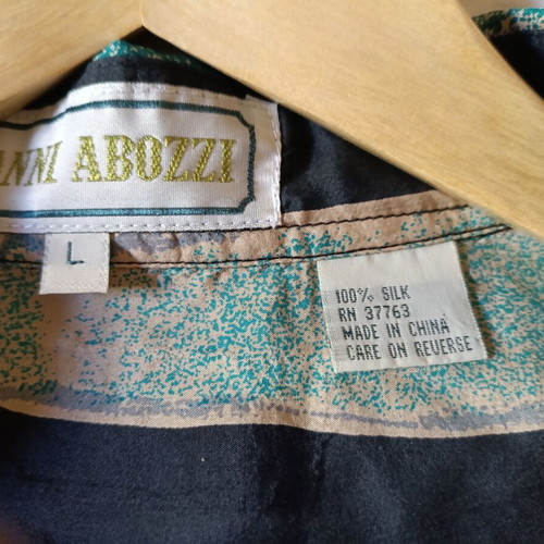 Gianni Abozzi vintage 90s silk shirt, multicolor, large unisex