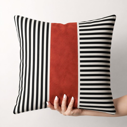 Decorative cushion covers set of 4 50×50 cm in terracotta, black and white