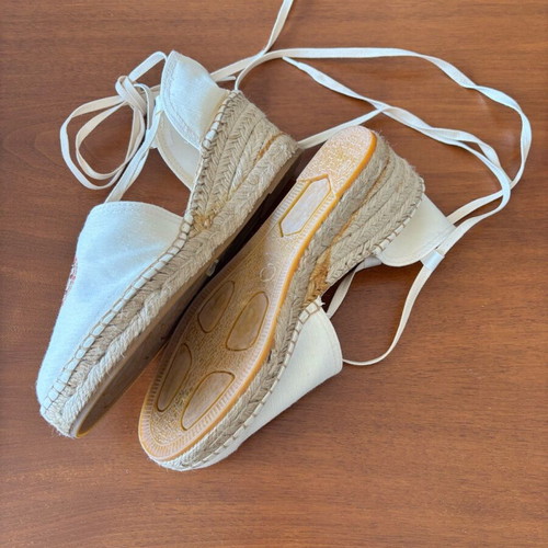 Salvi handmade espadrilles with mandala embroidery, ecru, size 39, like new