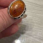 Silver 925 ring with vintage amber used, size 55