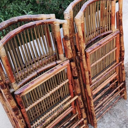 Bamboo folding chairs used, pack of 60 pieces