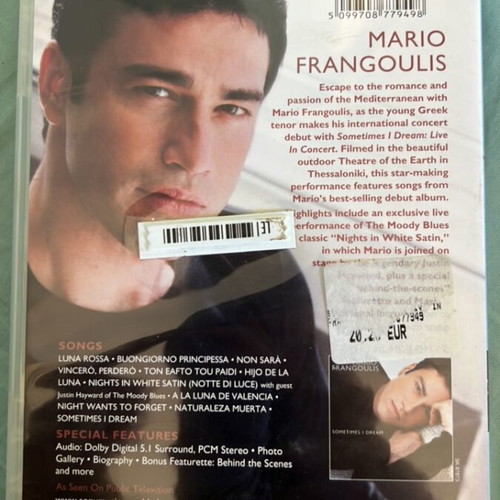 Mario Frangoulis DVD like new with subtitles