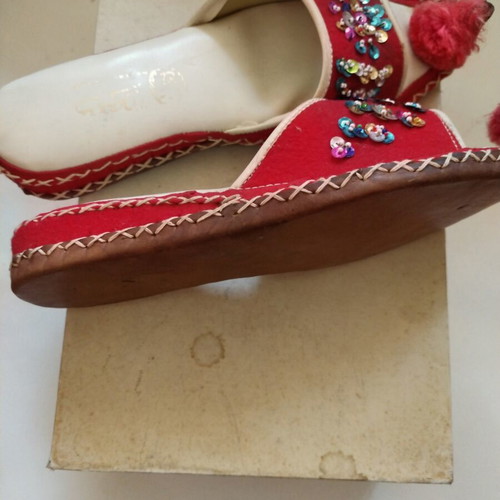 Deichmann vintage women's slippers 80s-90s, red, made in Italy