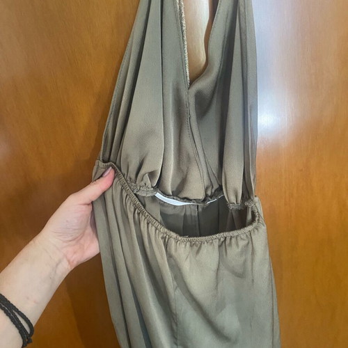 Maxi satin khaki dress by Greek brand Online like new