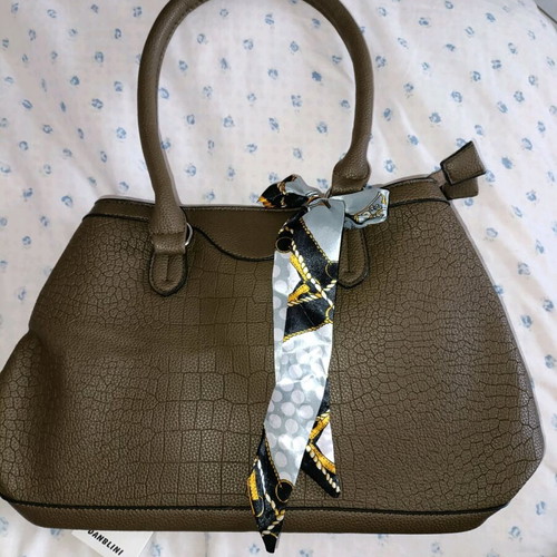 Famous Shoes olive/brown handbag new with bow and two compartments
