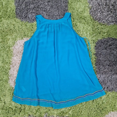 Monsoon women's turquoise embroidered tunic top with rhinestones, like new, size L