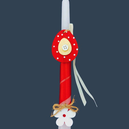 Easter candle new with wooden egg and flower 25cm