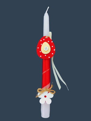 Easter candle new with wooden egg and flower 25cm