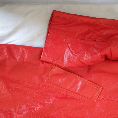 Leather coat used, Greek made, red, size M