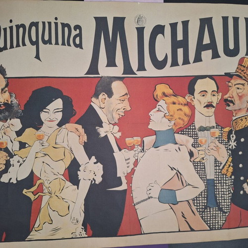 Quinquina Michaud vintage lithograph poster used, 1903