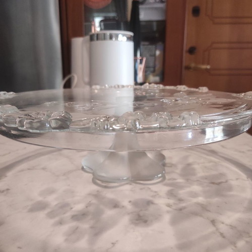 Crystal serving platter with floral design like new