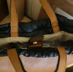 Backpack leather pouch like new, tan, backpack style