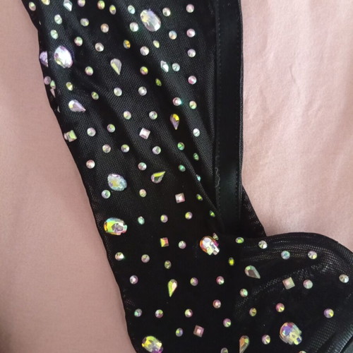 Over-the-knee boots with embroidered rhinestones tulle, size 38, new