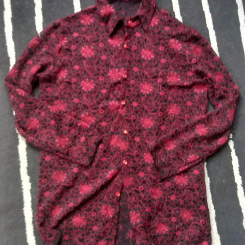 Lace shirt new, black and red, size M