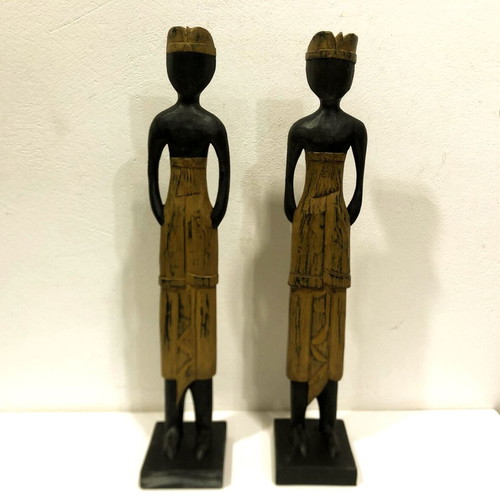 Wooden sculptures woman and man from Banjarjuga like new, hand carved