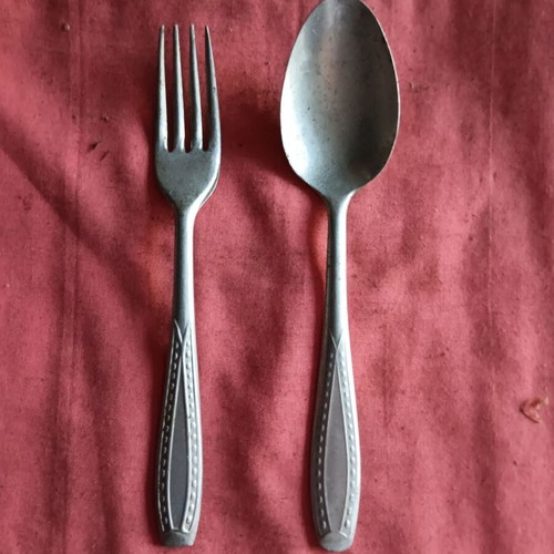 Collectible spoon and fork set 777 used, Greek made
