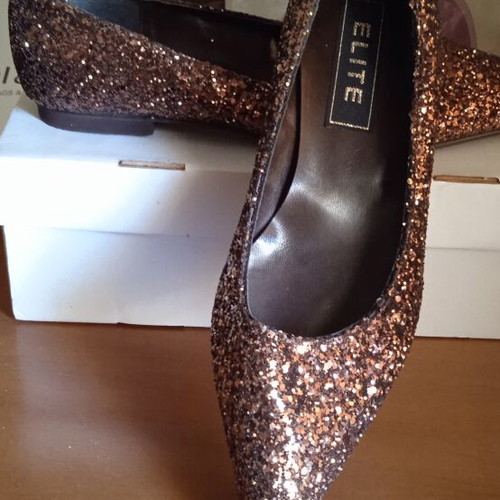 Elite flat shoes size 38 brown synthetic glitter like new