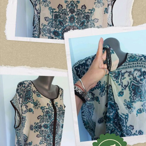 Steps sheer tunic XL-3XL like new with black satin