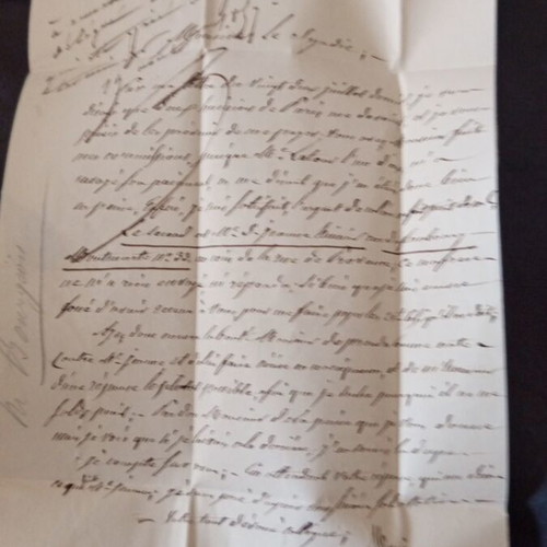 French letter of correspondence 1857 used with postal stamps and cancellations