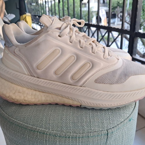 Adidas X_PLRPHASE women's athletic shoes used, white with pink and blue details, size 39 1/3