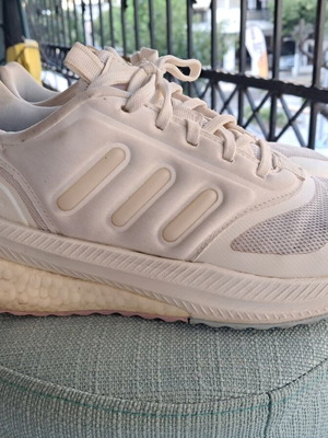 Adidas X_PLRPHASE women's athletic shoes used, white with pink and blue details, size 39 1/3