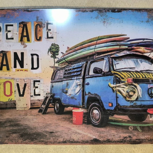 Decorative metal sign "Peace and love" new