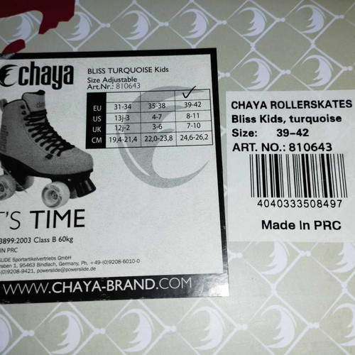 Chaya Rollerskates Bliss Kids turquoise new