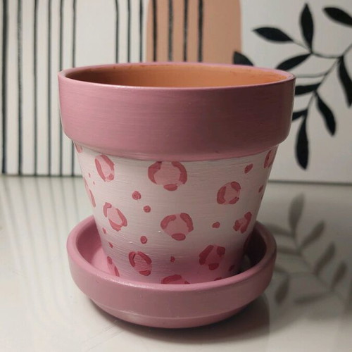 Hand-painted terracotta flowerpot new with saucer