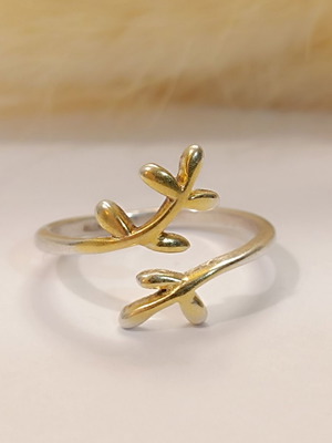 925 plated ring new, adjustable, gold and silver color