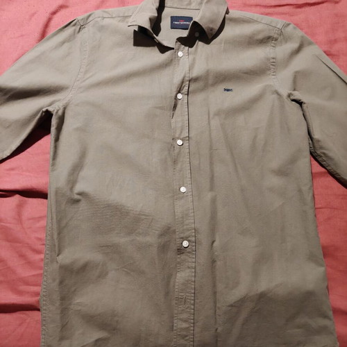 Funky Buddha Long-Sleeved Linen Shirt Khaki New Size S