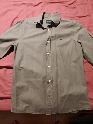 Funky Buddha Long-Sleeved Linen Shirt Khaki New Size S