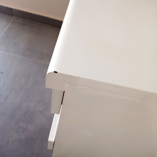 White nightstands set with drawers used, pack of 2