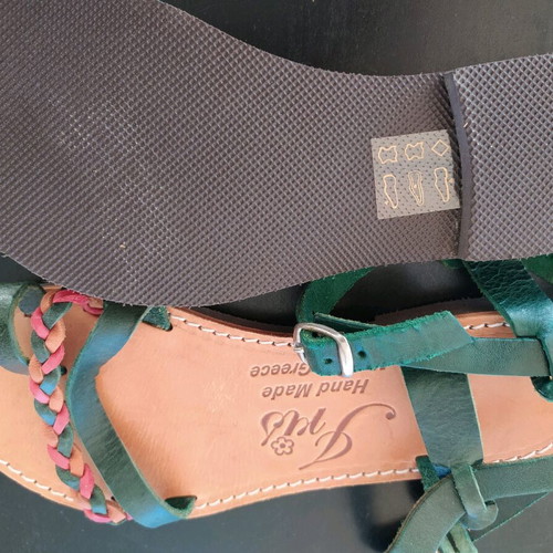 IRIS leather sandals new, multicolored braid
