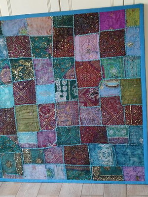 Indian vintage patchwork like new, framed and ready to hang