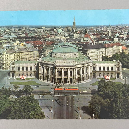 Panoramic Vienna Austria postcard used, 1970s decade